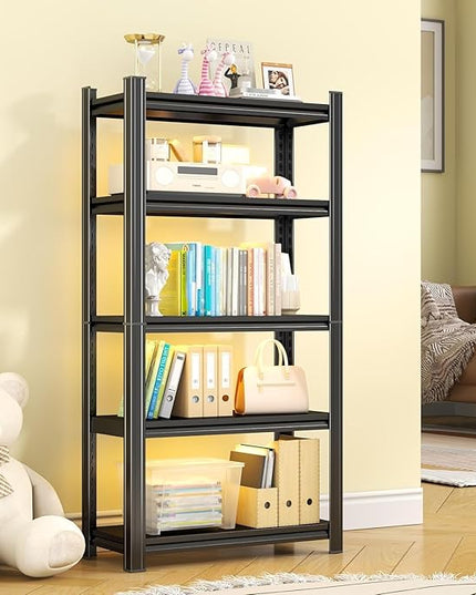 Storage Shelves, Garage Metal Shelving Unit, Adjustable, Double-Layer Column with Reinforced Ribs, Heavy-Duty, Capable of Bearing 3000 lbs, Suitable for Garage, Warehouse, Kitchen Storage
