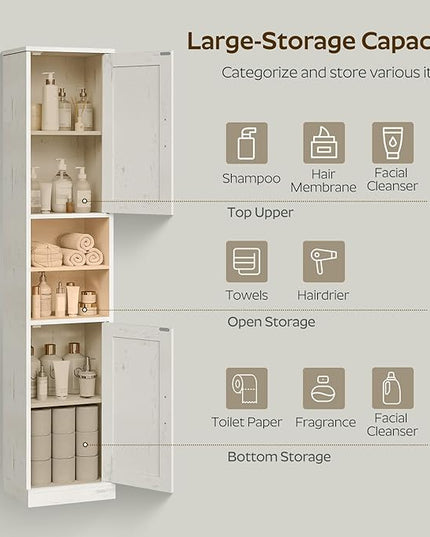 Tall Bathroom Cabinet with 2 Barn Doors, Farmhouse Storage Cabinet with Adjustable Shelves, Freestanding Bathroom Storage Organizer for Small Space, Kitchen, Bedroom, Cloud White