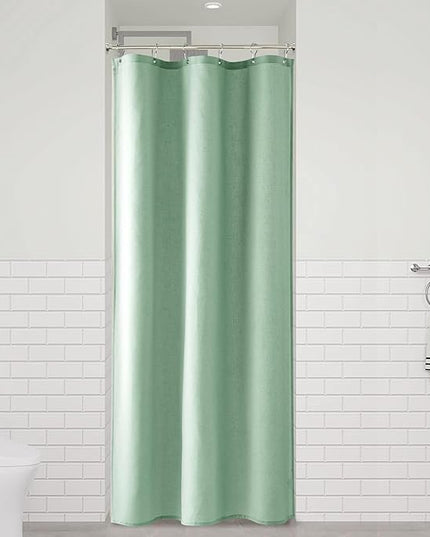 Naturoom Aqua Green 36 Inch Shower Curtain - Stall Narrow Half Linen Ultra Thick Fabric Shower Curtain Set with Hooks, Boho Farmhouse Rustic RV Camper Bath Curtains for Bathroom, 36x72