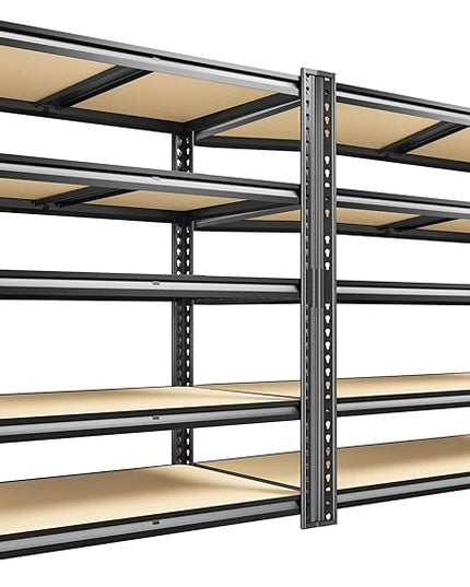 Garage Shelves, 72.1" H Garage Storage Shelves, 5 Tier Adjustable Shelving Units for Storage, Basement, Warehouse, Pantry, Kitchen, 35.5" W x 15.7" D x 72.1" H, Black, 2 Pack