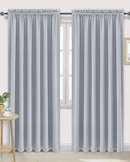 DWCN Blackout Curtains for Living Room Thermal Insulated, Energy Saving & Noise Reducing Bedroom Curtains, Silver Grey, W 70x L 84 Inch, Set of 2 Rod Pocket Curtain Panels