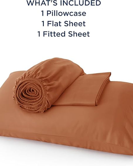 Bedsure Cooling Sheets Twin XL, Rayon Derived from Bamboo, Breathable & Soft Twin XL Sheet Sets, Deep Pocket Up to 16 Inches, Hotel Luxury Silky Dorm Bedding for Hot Sleepers, Burnt Orange