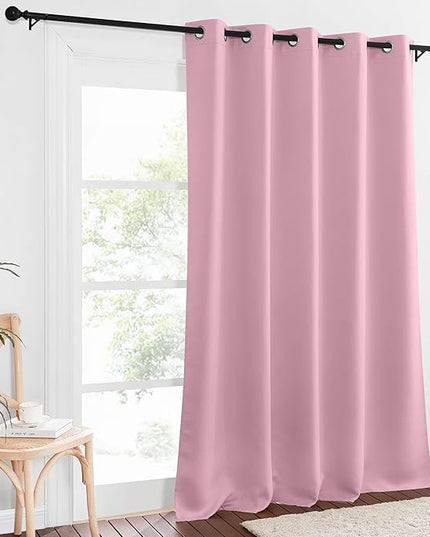 NICETOWN Sliding Door Window Treatment Blackout Patio Door Curtain Panels, Privacy Thermal Drapes for Bedroom Living Room Department with Grommet Top (Rouge Pink, W66 x L110)