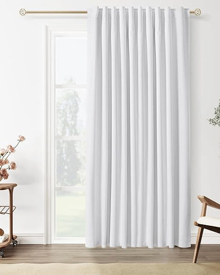 Guken White Linen Blackout Curtains 70 Inch Wide by 90 Inch for Living Room Bedroom Back Tab Thermal Insulated 100% Black Out Linen 1 Drapes Room Darkening Window Curtains White,1 Panel