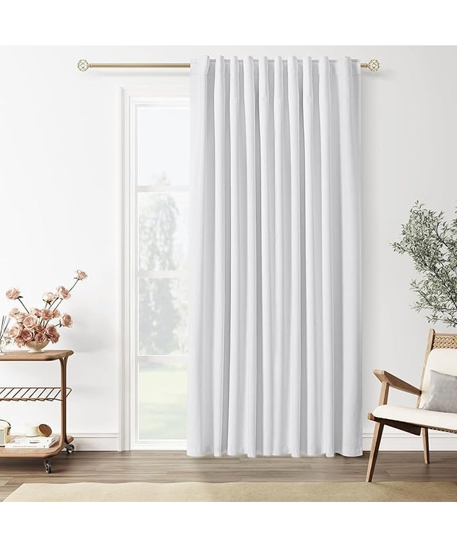 Guken White Linen Blackout Curtains 70 Inch Wide by 90 Inch for Living Room Bedroom Back Tab Thermal Insulated 100% Black Out Linen 1 Drapes Room Darkening Window Curtains White,1 Panel
