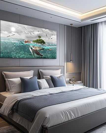 Canvas Wall Art For Living Room Large Size Wall Decor For Bedroom Artwork For Walls Pictures Sea Turtles Canvas Art Prints Bathroom Decoration Blue Ocean Paintings Ready To Hang Room Home Decorations