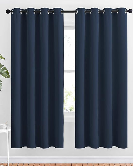 NICETOWN Blackout Curtain Panels 72 - Window Treatment Energy Saving Thermal Insulated Solid Grommet Blackout Drapes for Living Room (Navy, 1 Pair, 52 by 72-Inch)