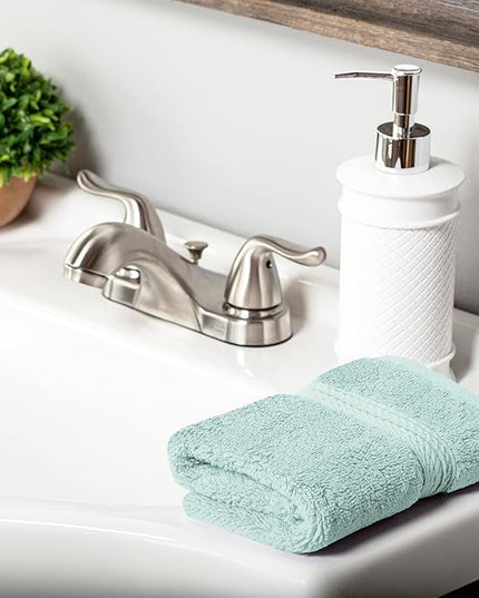 Superior Egyptian Cotton Pile Face Towel/Washcloth Set of 6, Ultra Soft Luxury Towels, Thick Plush Essentials, Absorbent Heavyweight, Guest Bath, Hotel, Spa, Home Bathroom, Shower Basics, Sea Foam