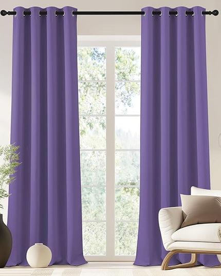 NICETOWN Blackout Drapery Curtain Panel 90 inches Long - Window Treatment Thermal Insulated Grommet Blackout Curtain/Drape for Bedroom Living Room (Lilac Purple, 1 Panel, 46 by 90 inches)