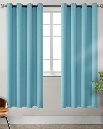 BGment Blackout Curtains - Grommet Thermal Insulated Room Darkening Bedroom and Living Room Curtains, Set of 2 Panels (52 x 72 Inch, Aqua)