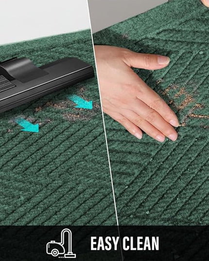 Sturdy Front Door Mat, Absorbent Muddy Dirt Resist Welcome Door Mats Outdoor Indoor, Stain and Fade Resistant, Non-Slip Rubber Backing Low Profile Doormat for Entryway, 30×17, Green