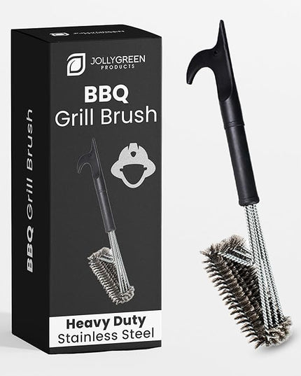 Jolly Green Products Heavy Duty Grill Brush for Outdoor Grill – Safe Grill Brush Designed by Firefighter | Barbecue Grill Brush & BBQ Brushes for Grill Cleaner | Durable & Safe for All Grates