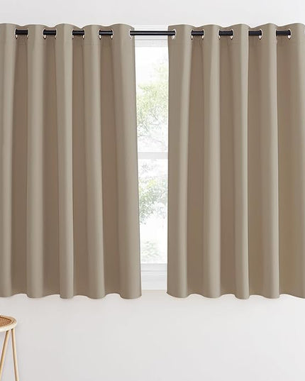 NICETOWN Blackout Curtains 54 Inches Long, Thermal Insulated Room Darkening Curtains for Bedroom, Window Treatment Drapes for Living Room Nursery (W66 x L54 Inch, Taupe, 1 Panel)