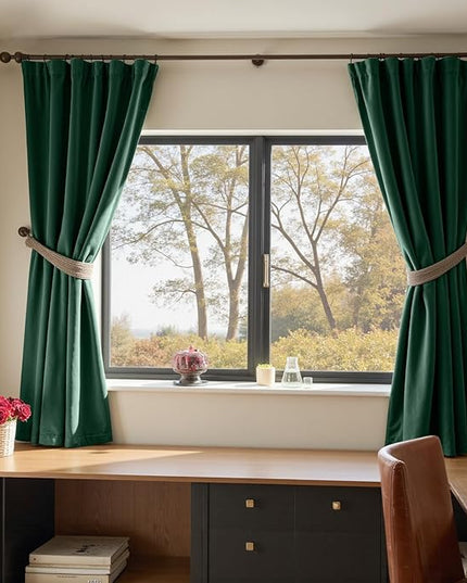 Lazzzy Velvet Blackout Curtains Thermal Insulated Room Window Drapes Super Soft Luxury Curtains for Living Room Bedroom Rod Pocket 2 Panels, Emerald Green, 52" W x 72" L