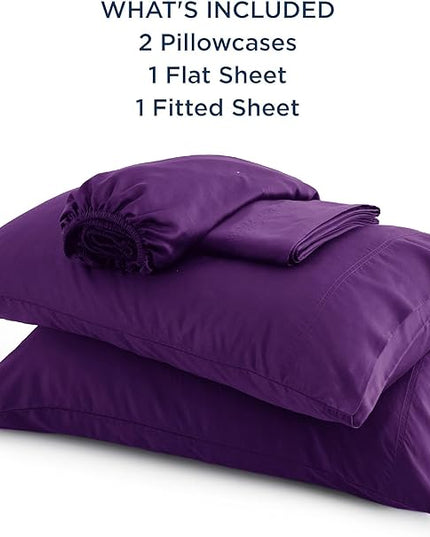 Bedsure King Size Sheets Set, Cooling Sheets for Hot Sleepers, Rayon Derived from Bamboo, Breathable & Soft, Deep Pocket Up to 16 Inches, Hotel Luxury Silky Bedding, Plum