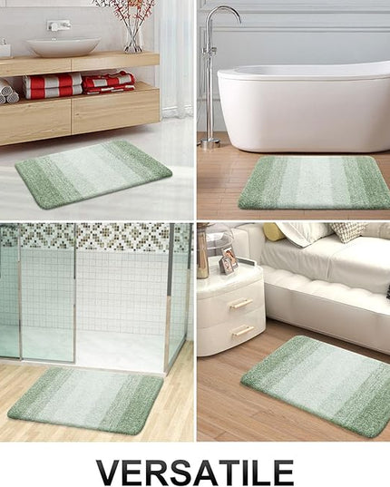 OLANLY Bathroom Rug Set 2 Piece, Soft Absorbent Microfiber Bath Rug Set, Non-Slip, Machine Wash Dry, Plush Shaggy Bath Mats for Bathroom (47"x20"+24"x16", Sage Green)
