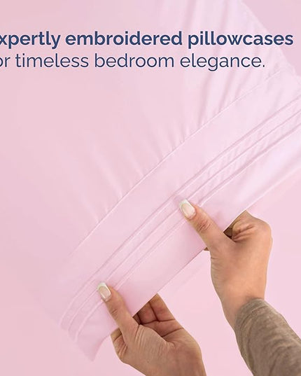 Twin Size 3 Piece Sheet Set - Comfy Breathable & Cooling Bed Sheets Set - Hotel Luxury Bedding for Women, Men, Kids, Teens, Boys & Girls - Deep Pockets, Soft and Wrinkle Free - Oeko-Tex - Light Pink