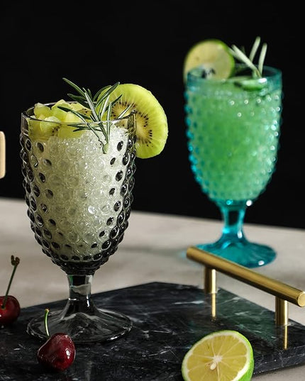 Hobnail Beverage Glass Goblet set of 6, 13 oz Hobnail Drinking Glasses Perfect for Dinner Table Parties Bars and Weddings