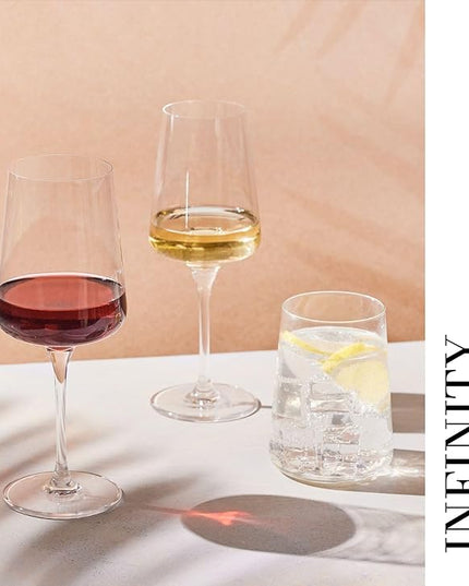 Krosno Red Wine Glasses | Elegant Design | Set of 6 | 16.9 oz | Infinity Collection | Ideal for Home, Restaurants and Receptions | Dishwasher Safe | Lead-Free Crystal Glass
