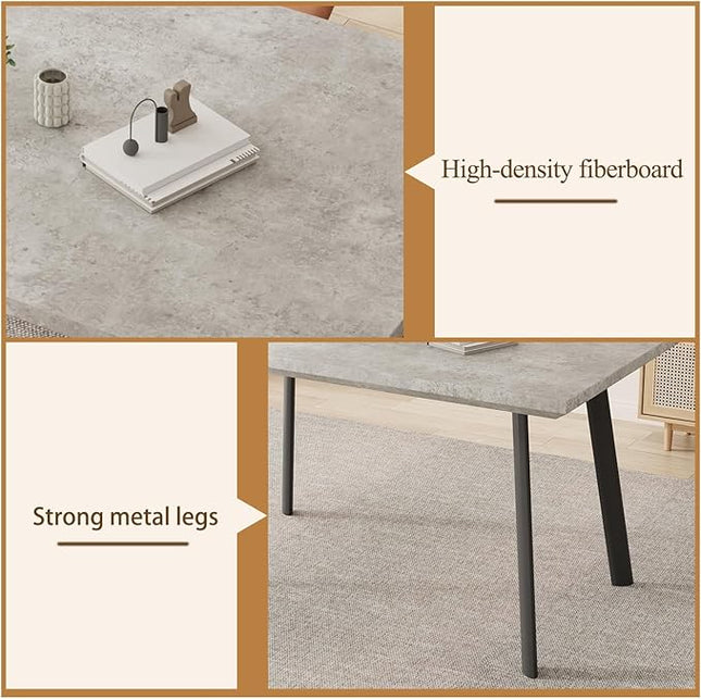 ZckyCine 46.5" Modern Grey Dining Table Set for 4, 5-Piece Kitchen & Dining Room Furniture with 4 Upholstered Chairs, Space Saving Small Dining Table Set for Apartment, Home, Breakfast Nook