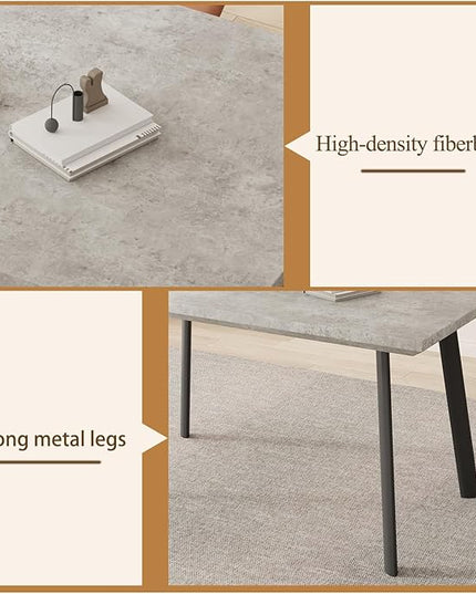 ZckyCine 46.5" Modern Grey Dining Table Set for Small Spaces, 5-Piece Set with Rectangular Table & 4 Padded Leather Chairs, Compact, Sturdy & Easy to Assemble (Table + 4 Grey Dining Chairs, 46.5")