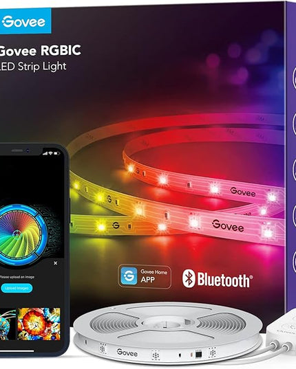 Govee RGBIC LED Strip Lights, 32.8ft Smart LED Lights for Bedroom, Bluetooth LED Lights APP Control, DIY Multiple Colors on One Line, Color Changing LED Strip Lighting Music Sync, Home Decor