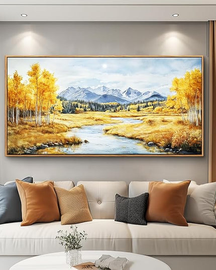 ERQINHUA Large Wall Art For Living Room Canvas Wall Decor For Bedroom Yellow Landscape Wood Frame Farmhouse Restaurant kitchen Home Wall Decorations Art Print Beach Posters Ready To Hang 20"X40"