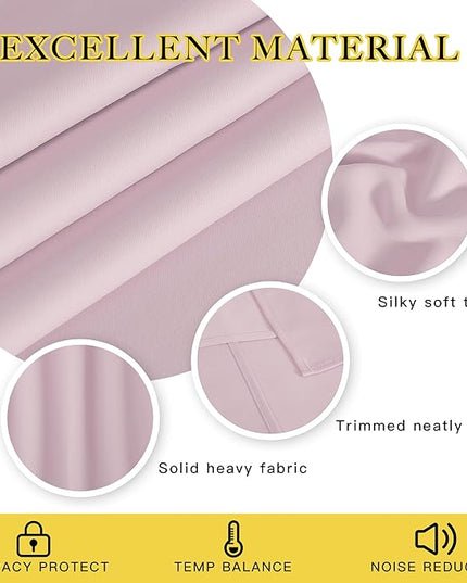 NICETOWN Room Darkening Baby Pink Curtains W100 x L84 for Sliding Door, Grommet Thermal Insulated Light Blocking Window Treatments for Bedroom/Living Room, 1 Panel