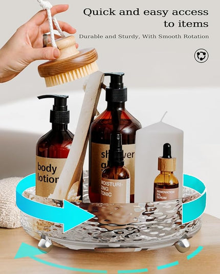 2 Pcs Lazy Susan Organizer, 9in &11in Elegant Lazy Susan Turntable Organizer, Modern Rotating Storage Organizer for Kitchen, Bathroom, Vanity, Countertop