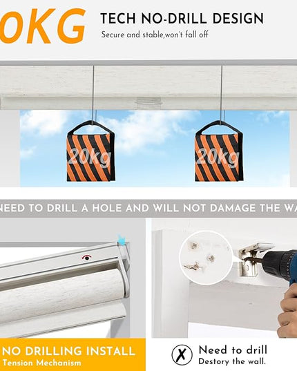 Persilux Smart Motorized Blinds with Remote, No Drill Automatic Roller Shades for Indoor Windows, Light Filtering Linen Fabric, Electric Blinds for Windows, Texture Cream 1703, Custom Size