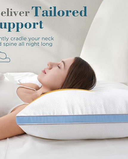 viewstar Bed Pillows, Down Alternative Hotel Pillows for Side, Back, or Stomach Sleepers, Plush, Blue, Standard