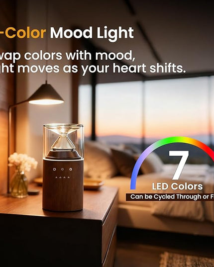 Waterless Essential Oil Nebulizing Portable Wireless Diffuser, Premium Glass and Solid Wood Aroma Diffuser for Home Office Bedroom Car, Elegant Gift Packaging with Essential Oil 10ml (Orange)