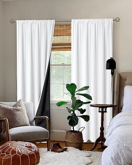 BGment White Blackout Curtains for Living Room 84 Inch Length 2 Panels Set, Full Room Darkening Thermal Insulated Soundproof Privacy Window Curtain Drapes with Rod Pocket, Each Panel 60 Inch Wide