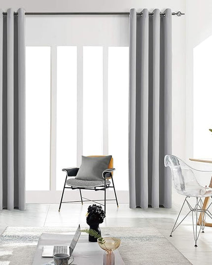 Blackout Curtains for Bedroom Thermal Insulated Light Blocking Room Darkening Curtains Solid Grommet Window Drapes for Living Room, Set of 2 Curtain Panels 42 W x 54 L inch Long Light Gray