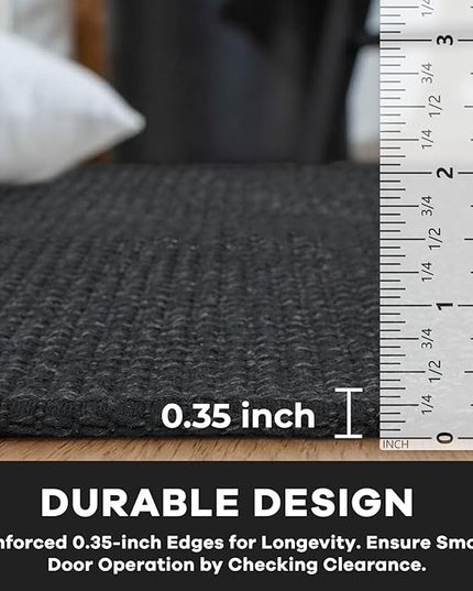 KOZYFLY Runners for Hallways 2x8 ft Washable Kitchen Runner Non Slip Rubber Backed Hall Runners Cotton Entryway Runner Rugs Floor Carpet for Indoor Backdoor Bedroom Kitchen, Black/Dark Grey