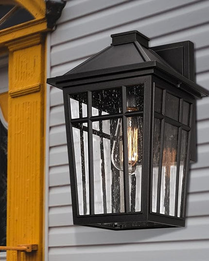 Darkaway Outdoor Sconce Lights Wall Light Fixtures, 14inch Large Porch Light Outdoor Wall Anti-Rust Waterproof Aluminum with Glass Exterior Light Fixture for Patio Yard Doorway Garage (Large, Black)
