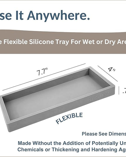 Countertop and Vanity Tray - Small 7.7" Silicone Tray for Soap Dispenser Bottles, Bathroom Trays, Kitchen Sink Soap Trays, Sink Caddy Kitchen Sinks Organizer, Soaps Dish & Sponge Holder Mat