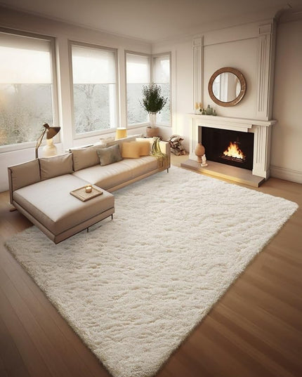 Ophanie 8x10 Area Rugs for Living Room, Upgrade Non-Slip Fluffy Soft Large Shag Bedroom Carpet, Ivory Big Indoor Thick Nursery Rug, Carpets for Boy and Girls Room Dorm Home Decor Aesthetic