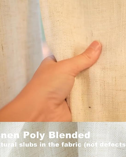 Vision Home Natural Pinch Pleated Full Blackout Curtains Linen Blended Room Darkening Window Curtains 90 inch for Living Room Bedroom Thermal Insulated Pinch Pleat Drapes with Hooks 2 Panel 40"Wx90"L