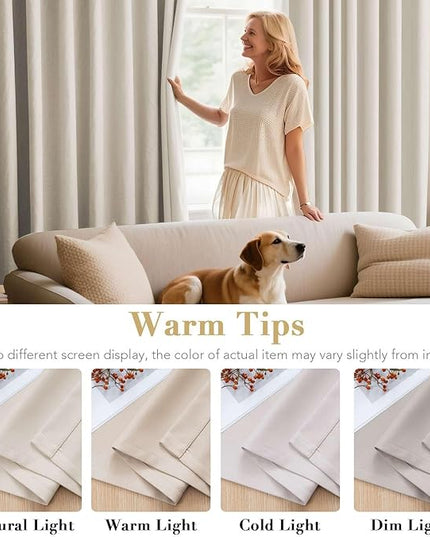 H.VERSAILTEX Room Darkening Curtains for Living Room Light Reducing Thermal Insulated Window Treatment Panels/Drapes Grommet Top 2 Panels (Ivory - 42 x 72 Inches)