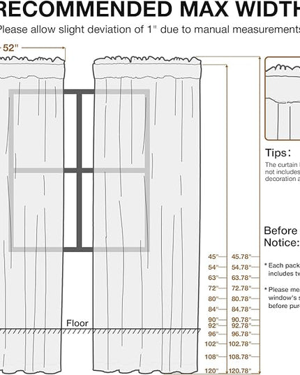 Anmao Sage Green Semi Sheer Light Filtering Curtains 90 Inches Long 2 Panels, Leaf Pattern Drapes for Living Room Bedroom, Rod Pocket Sheer Window Treatments with Floral Design, 52x90 Inch