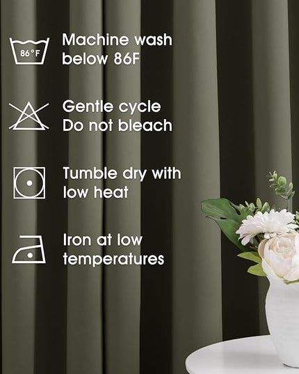 HOMEIDEAS Olive Green Blackout Curtains for Bedroom 52 X 84 Inch Length 2 Panels Set Room Darkening Curtains, Soundproof Thermal Grommet Window Drapes for Living Room for Christmas