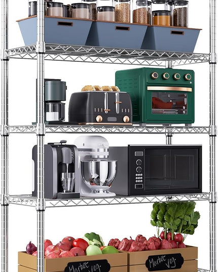 1750 LBS Storage Shelves 5-Tier Utility Shelving Unit Steel Organizer Wire Rack for Home,Kitchen,Office,Garage, Capacity 17.7" D x 47.2" W x 72.3" H