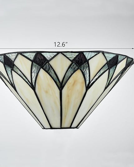 Tiffany Style Sconces Wall Lighting 12.6-Inch 1-Light Stained Glass Wall Sconce Vintage Tiffany Wall Mount Lamp Stained Glass Sconce Wall Decor for Hallway Bedroom Entryway Living Room