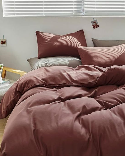 CLOTHKNOW Brick Red Comforter Set California King Rust Red Bedding Comforter Sets Dark Rust Comforter Soft Brownish Comforter with 2 x Pillow Cases