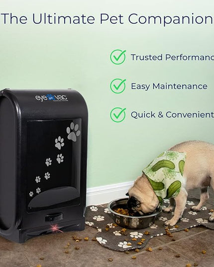 EyeVac Pet Touchless Vacuum Automatic Dustpan - Ultra Fast & Powerful - Great for Sweeping Cat Dog Pet Hair Food Dirt Kitchen, Corded Canister Vacuum, Bagless, Automatic Sensors, 1400 Watt (Black)