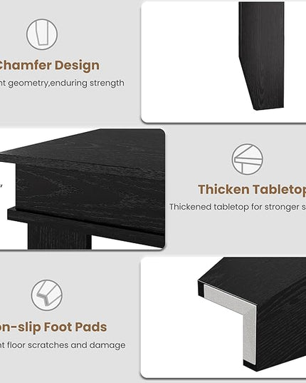 GarveeHome Farmhouse Dining Table for 6-8 People, 71 in Long Kitchen Tables with Wooden Sturdy Frame, 6 ft Large Rectangular Dinner Table for Dining Room, Kitchen, Black, 71" Non-extendable