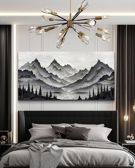 ZUITINGHUA Canvas Wall Art For Living Room Large Wall Decor For Office Bedroom Decorations Black Mountains Landscape Pictures Farmhouse Painting Artwork Room Wall Mural Aesthetic Home Decor 30x60 In