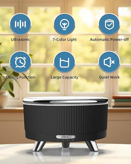 500ML Essential Oil Diffuser: Ultrasonic Aroma Diffuser with Remote Control for Spa Hotel Yoga Room - Humidifier for Bedroom with 7-Color Night Lights & Auto Shut-Off for Nursery/Women Home Relaxation