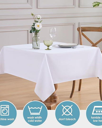 VidaFete Square Tablecloth 6 Pack 52 x 52 Inch Tablecloths Stain Wrinkle Resistant Polyester Dining Table Cover for Kitchen Dinning Party Wedding Rectangular Tabletop Buffet Decoration(White)